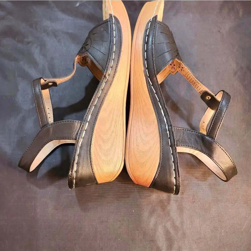 LADY GODIVA ESPADRILLE WEDGE ADJUSTABLE ANKLE STRAP SANDAL - Picture 7 of 14